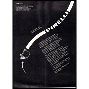 1975 Pirelli Tires Gas Pump Handle Hose Vintage Print Ad Minimalist Wall Art